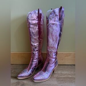 Pink Metallic Women's Cowboy Boots
